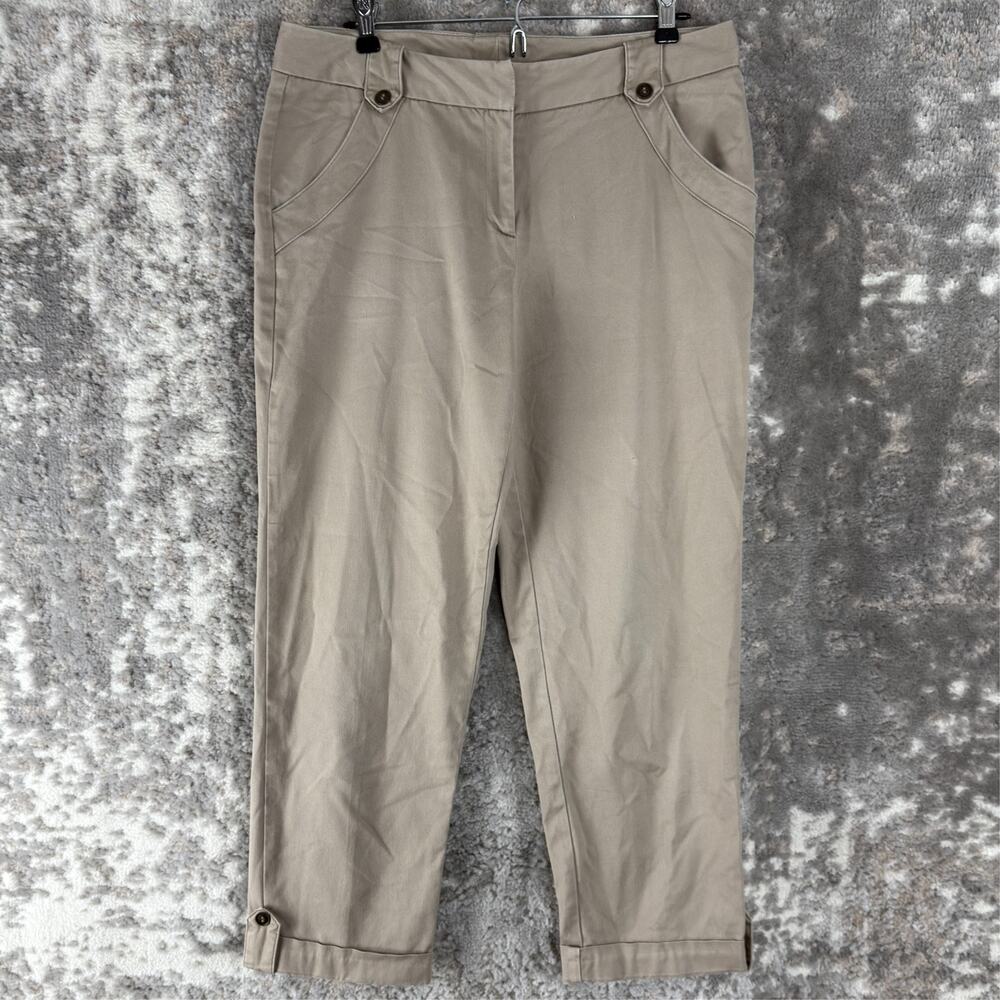 Worthington Size 8 Flat Front Pants Ankle Casual Career Pants‎ Beige Pocket